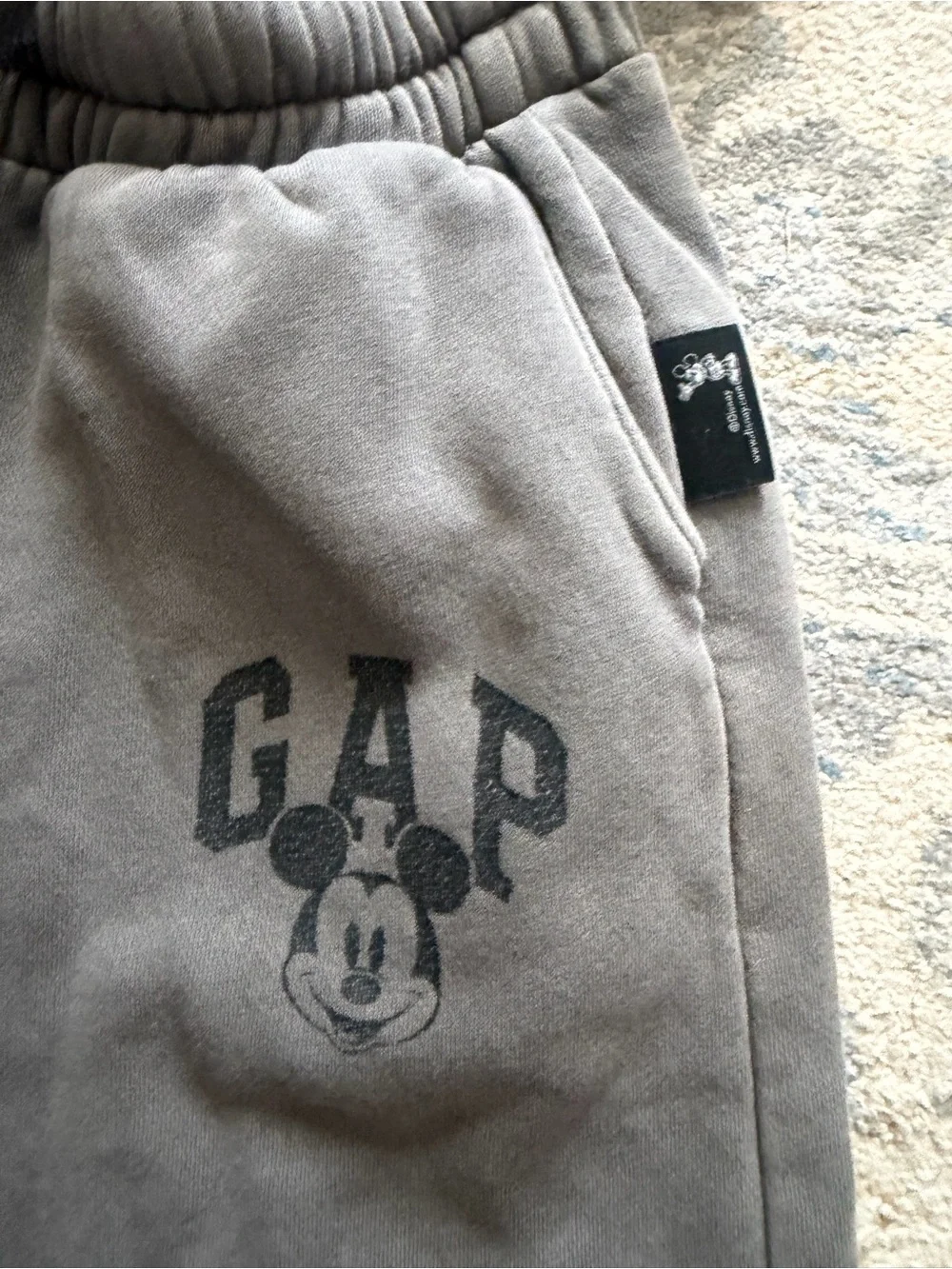 GAP Kids Taupe Gray Mickey Sweatshirt and Wide-Leg Sweatpants Set
